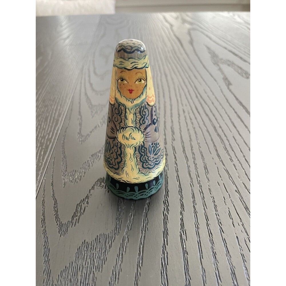 Russian or Middle Eastern Painted Small 3” Wooden Figurine